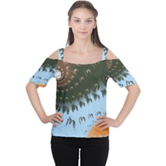 Sun-ray Swirl Design Women s Cutout Shoulder Tee