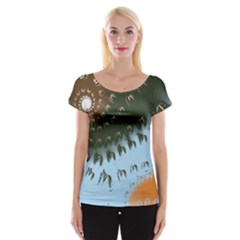 Sun-ray Swirl Pattern Women s Cap Sleeve Top by digitaldivadesigns