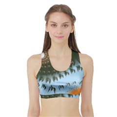 Sun-ray Swirl Pattern Sports Bra With Border by digitaldivadesigns