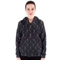 Surfing Motif Pattern Women s Zipper Hoodie by dflcprintsclothing