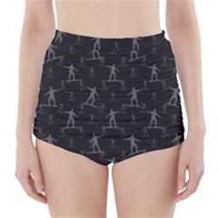 Surfing Motif Pattern High-waisted Bikini Bottoms