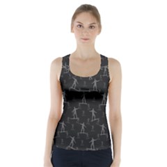 Surfing Motif Pattern Racer Back Sports Top