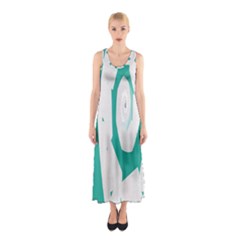 Aqua Blue And White Swirl Design Sleeveless Maxi Dress by digitaldivadesigns