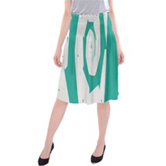 Aqua Blue And White Swirl Design Midi Beach Skirt