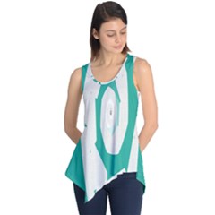 Aqua Blue And White Swirl Design Sleeveless Tunic