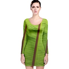 Ensete Leaf Long Sleeve Velvet Bodycon Dress