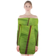 Ensete Leaf Long Sleeve Off Shoulder Dress