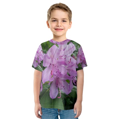 Purple Rhododendron Flower Kids  Sport Mesh Tee by picsaspassion