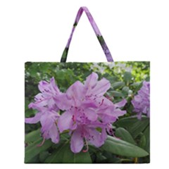 Purple Rhododendron Flower Zipper Large Tote Bag