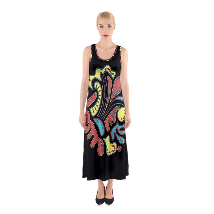 Colorful abstract spot Sleeveless Maxi Dress