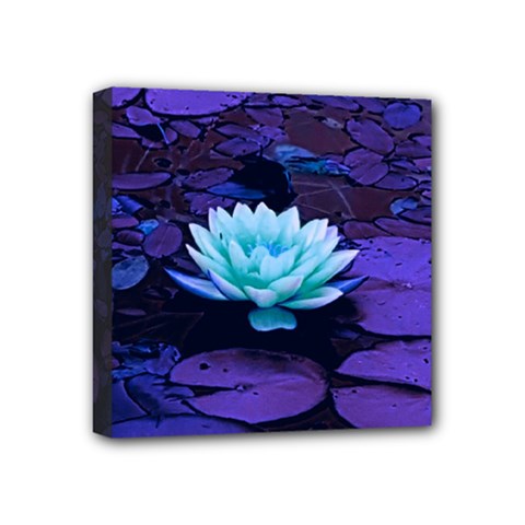 Lotus Flower Magical Colors Purple Blue Turquoise Mini Canvas 4  X 4  by yoursparklingshop