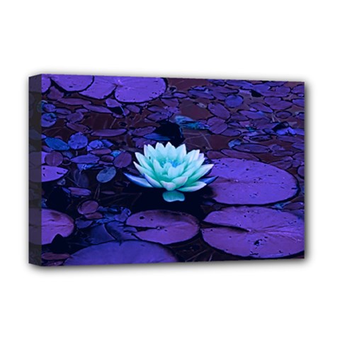 Lotus Flower Magical Colors Purple Blue Turquoise Deluxe Canvas 18  X 12   by yoursparklingshop