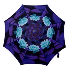 Lotus Flower Magical Colors Purple Blue Turquoise Hook Handle Umbrellas (Medium)