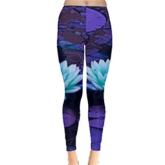 Lotus Flower Magical Colors Purple Blue Turquoise Leggings  by yoursparklingshop