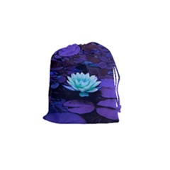 Lotus Flower Magical Colors Purple Blue Turquoise Drawstring Pouches (Small) 