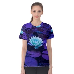 Lotus Flower Magical Colors Purple Blue Turquoise Women s Cotton Tee