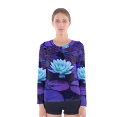 Lotus Flower Magical Colors Purple Blue Turquoise Women s Long Sleeve Tee