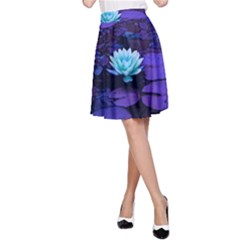 Lotus Flower Magical Colors Purple Blue Turquoise A-line Skirt by yoursparklingshop