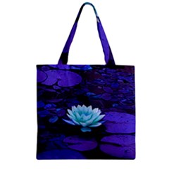 Lotus Flower Magical Colors Purple Blue Turquoise Zipper Grocery Tote Bag by yoursparklingshop