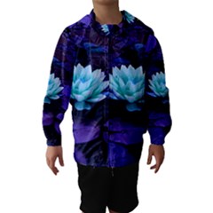 Lotus Flower Magical Colors Purple Blue Turquoise Hooded Wind Breaker (Kids)