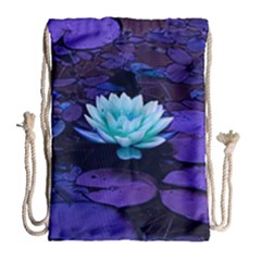 Lotus Flower Magical Colors Purple Blue Turquoise Drawstring Bag (large) by yoursparklingshop