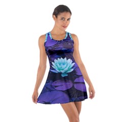 Lotus Flower Magical Colors Purple Blue Turquoise Cotton Racerback Dress by yoursparklingshop