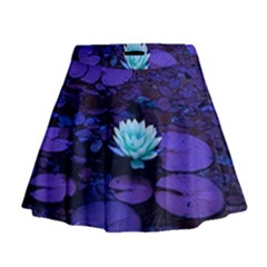 Lotus Flower Magical Colors Purple Blue Turquoise Mini Flare Skirt