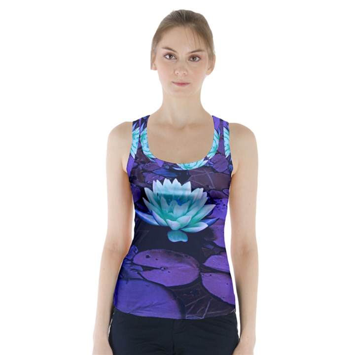 Lotus Flower Magical Colors Purple Blue Turquoise Racer Back Sports Top