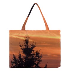 Christmas Tree And Sunset Medium Tote Bag by picsaspassion