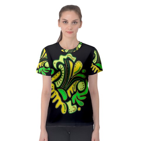 Yellow And Green Spot Women s Sport Mesh Tee by Valentinaart