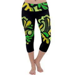 Yellow And Green Spot Capri Yoga Leggings