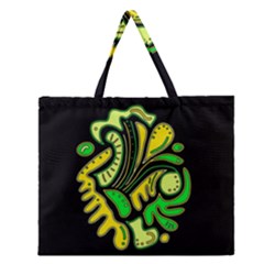 Yellow And Green Spot Zipper Large Tote Bag