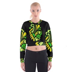 Yellow And Green Spot Women s Cropped Sweatshirt by Valentinaart