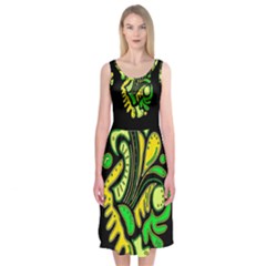 Yellow And Green Spot Midi Sleeveless Dress