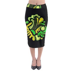 Yellow And Green Spot Midi Pencil Skirt