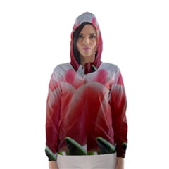 Red - White Tulip Flower Hooded Wind Breaker (women) by picsaspassion