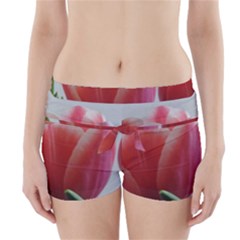 Red - White Tulip Flower Boyleg Bikini Wrap Bottoms