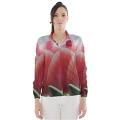 Red - White Tulip Flower Wind Breaker (women) by picsaspassion