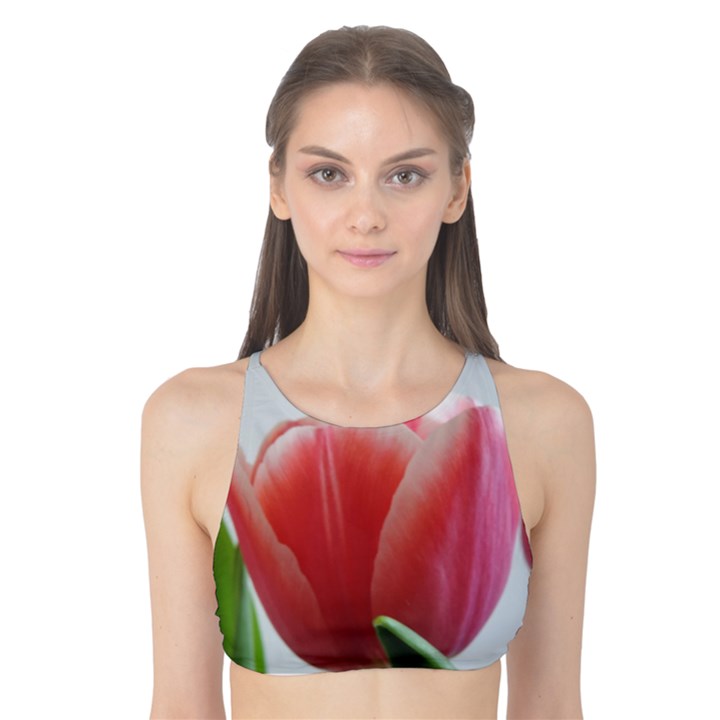 Red Tulips Tank Bikini Top