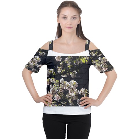 Japanese Cherry Flower Women s Cutout Shoulder Tee by picsaspassion