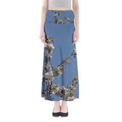 White Cherry Flowers And Blue Sky Maxi Skirts