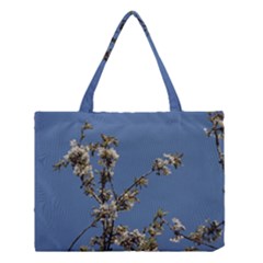 White Cherry Flowers And Blue Sky Medium Tote Bag