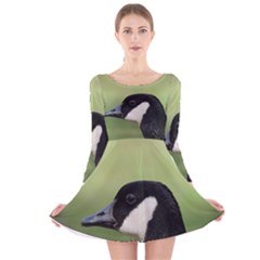 Goose Bird In Nature Long Sleeve Velvet Skater Dress