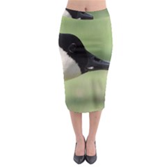 Goose, Black And White Midi Pencil Skirt