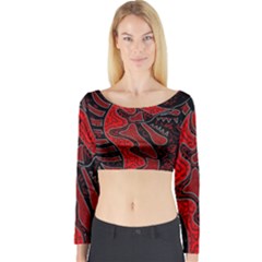 Red Dragon Long Sleeve Crop Top by Valentinaart