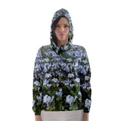 Blue Forget-me-not Flowers Hooded Wind Breaker (women) by picsaspassion