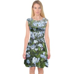 Blue Forget-me-not Flowers Capsleeve Midi Dress