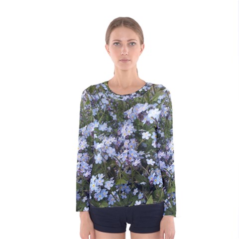 Little Blue Forget-me-not Flowers Women s Long Sleeve Tee by picsaspassion