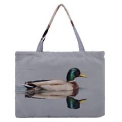 Wild Duck Swimming In Lake Medium Zipper Tote Bag by picsaspassion