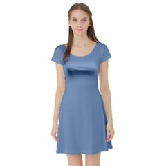 Blue Color Short Sleeve Skater Dress by picsaspassion